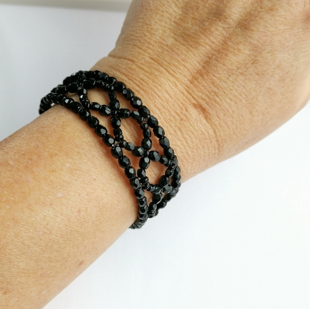 HOST PICK!  JET Beaded cuff bracelet hand made 🆕